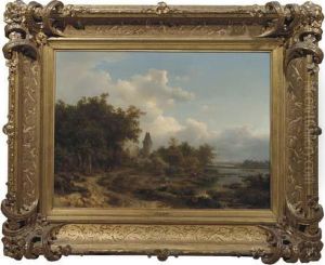 Figures By A Ruin In An Extensive Wooded Landscape