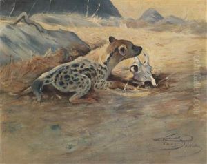 Hyenas Lying In Wait by Wilhelm Kuhnert