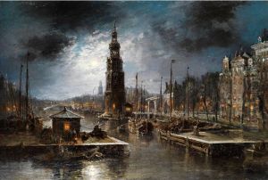 Hollandische Hafenstadt Bei Nacht