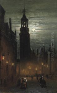 The Munt Tower By Night, Amsterdam by Jan Kuijpers