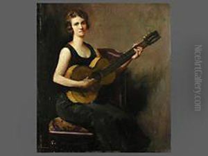 Die Gitarrenspielerin by Geza Kukan