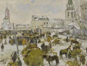 Murom City Square And Horse And Cart: Two Works by Ivan Semionovich Kulikov