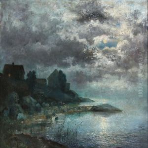 Coastal Scene In Moonlight by Isak Fredrik Kullberg