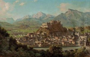 Blick Vomkapuzinerberg Auf Salzburg Mit Untersberg Und Tennengebirge by Franz Kulstrunk