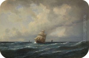 Segelschiffe In Bewegter See by Karl Robert Kummer