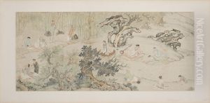 A Pair Of Chines Watercolour On Paper, Early 20thcentury by Kuncan