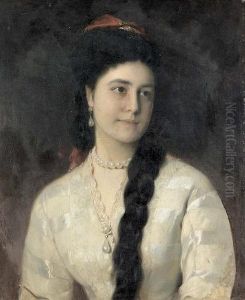 Portrat Einer Schwarzhaarigen Jungen Dame. Portrat Einer Schwarzhaarigen Jungen Dame.