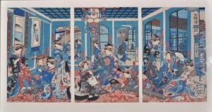 A Geisha House by Toyohara Kunichika