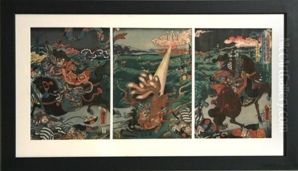 Hunting 9 Tailed Fox Triptyck - view 1