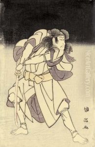 The Actor Ichikawa Danjuro Vi Holding A Sword In A Night Scene The Actor Ichikawa Danjuro Vi Holding A Sword In A Night Scene