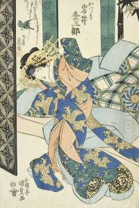 Each Featuring A Central Geishi by Gototei Kunisada