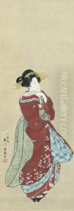 Standing Beauty by Utagawa Kunitomi