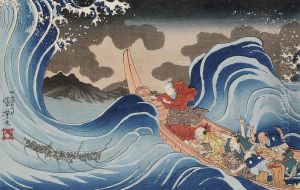 Ichiyusai Kuniyoshi Nichiren Calming A Storm At Kakuda by Utagawa Kuniyoshi