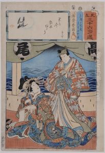 Geisha And Samurai by Utagawa Kuniyoshi