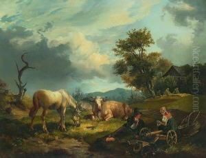 Rastendes Bauernpaar Auf Der Weide