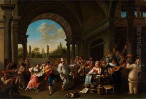 Karnevalstreiben In Einer Italienischenvilla by Taddeo Kuntze