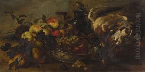 Stillleben Mit Fruchten Und Erlegter Ente by Ludwig Adam Kunz