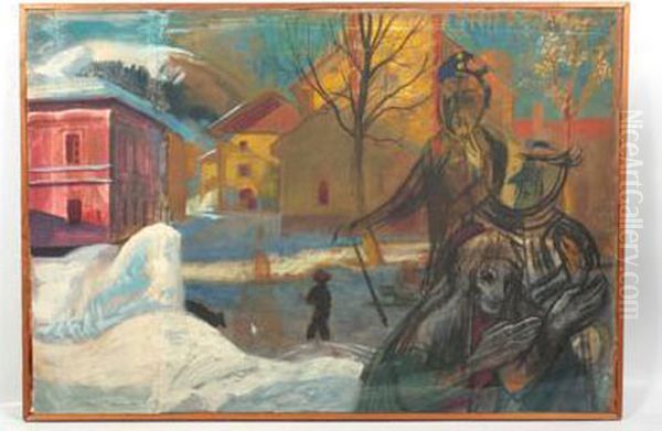 Winterliches Dorf Mit Figuren - view 1