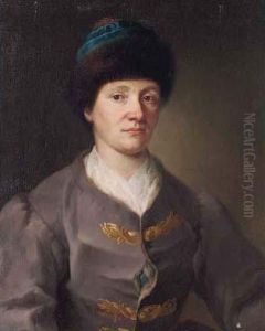 Portrait Of A Gentleman, Half-length, Seated, In A Fur Trimmed Hat