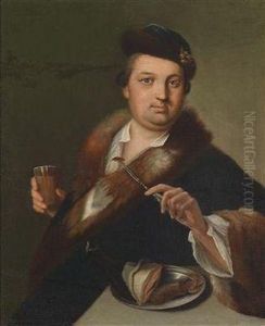 A Man Taking In His Meal