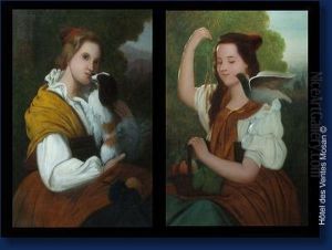 Paire De Portraits De Jeunes-filles.