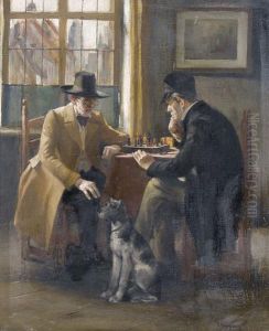 Zwei Herren Beim Schachspiel by Leo Kuppers