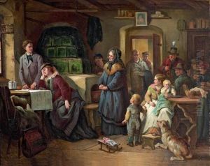 Die Ereilten Fluchtlinge. Signed Bauer