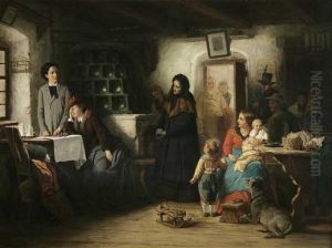 "die Ereilten Fluchtlinge"
Ol/leinwand, Signiert, Doubliert, Partiell Am Rand