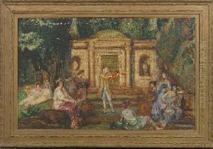 Eine Bizarre Szenemit Romischen Hofdamen by Max Kuschel