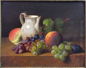 Kuss Stilllife With Peaches, Grapes And Pitcher