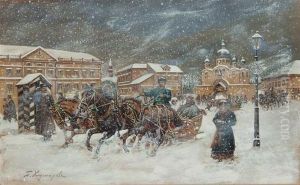 Troika In The Snow by Boris Kustodiev