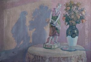 Martwa Natura Z Figurka Porcelanowa by Christo Kutew