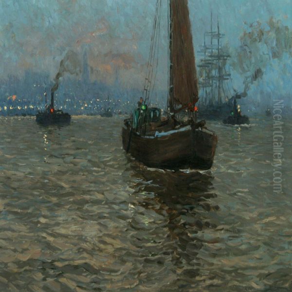 Evening View Over Theharbour In Hamburg - view 1