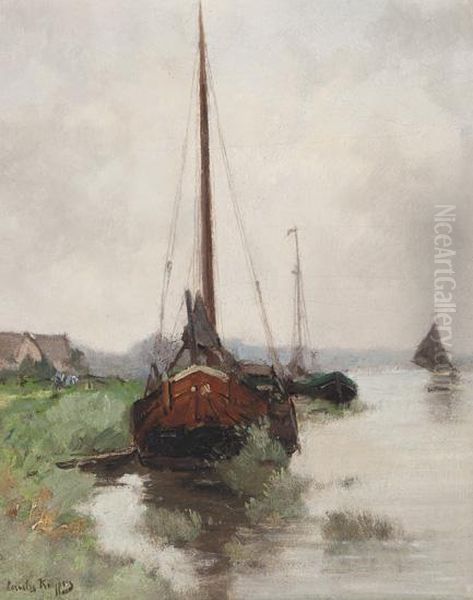 Moored Boats On A Canal - view 1
