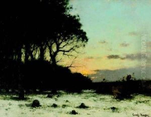 Winters Bosgezicht Bij Avond by Cornelis Kuypers