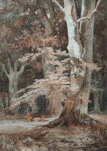 Hirsche Im Wald by Martinus Antonius Kuytenbrouwer