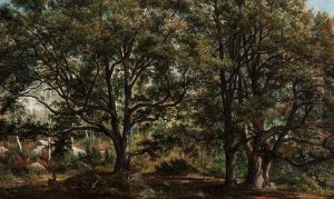 Deer In The Forest by Martinus Antonius Kuytenbrouwer
