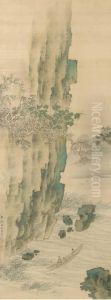 Recluses Fishing On A River In Autumn by Tachihara Kyosho