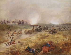 Schlachtenszene by Friedrich L'Allemand