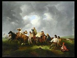 Herdenauftrieb In Der Puszta by Friedrich L'Allemand