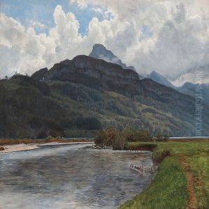 A Storm Coming Up At Brunnen, Switzerland by Janus Andreas Bartholin La Cour