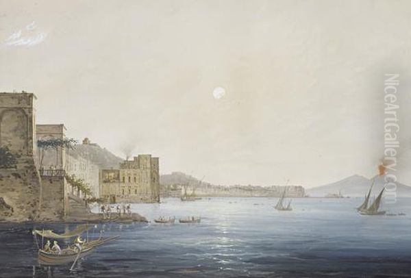 Vesuvius In Eruption With The Bay Of Naples In The Distance; The Bay Of Naples - view 1