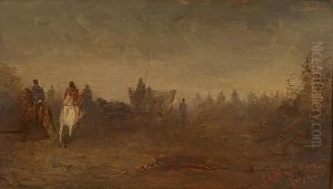 Mounted Figures In A Cloudy Landscape by Riviera La