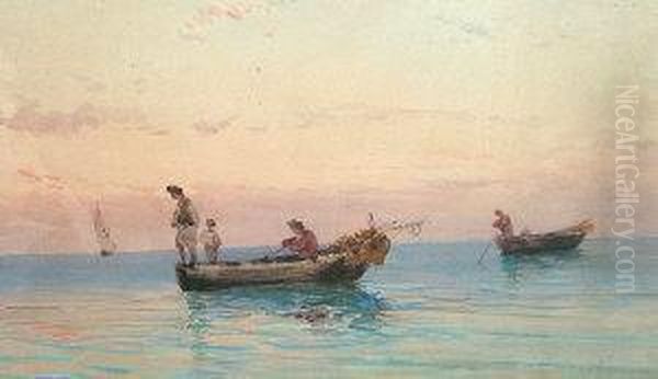 Fishermen In Boats On Tranquilwaters - view 1