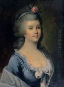 Portrait De Femme En Bleu Portant Une Rose Dans Les Cheveux by Adelaide Labille-Guyard