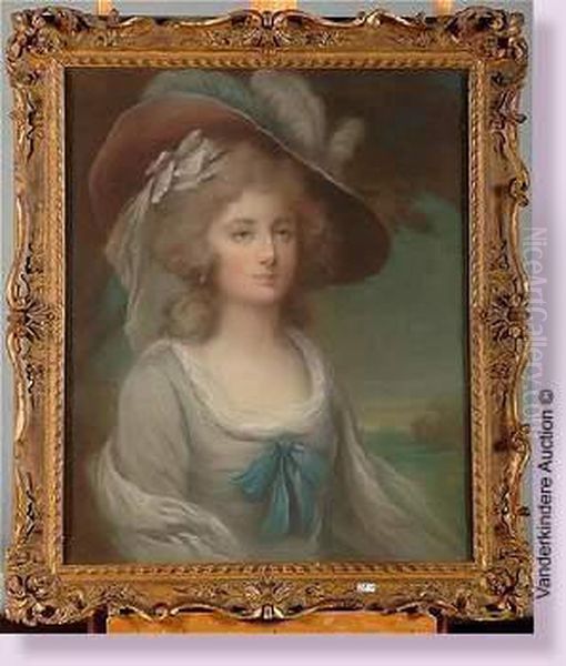 Portrait D'une Dame De Qualite Au Chapeau A Plumes - view 1