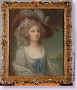 Portrait D'une Dame De Qualite Au Chapeau A Plumes by Adelaide Labille-Guyard