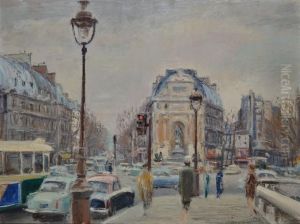 La Place Saint Michel by Edme Emile Laborne