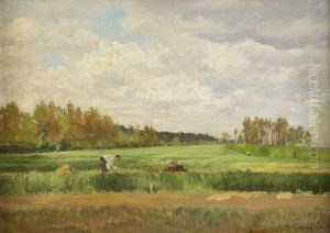 Landskap Med Skordearbetare by Edme Emile Laborne