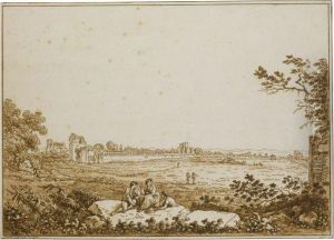 A View Of The Claudian Aqueduct, With A Group Of Peasants In Theforeground